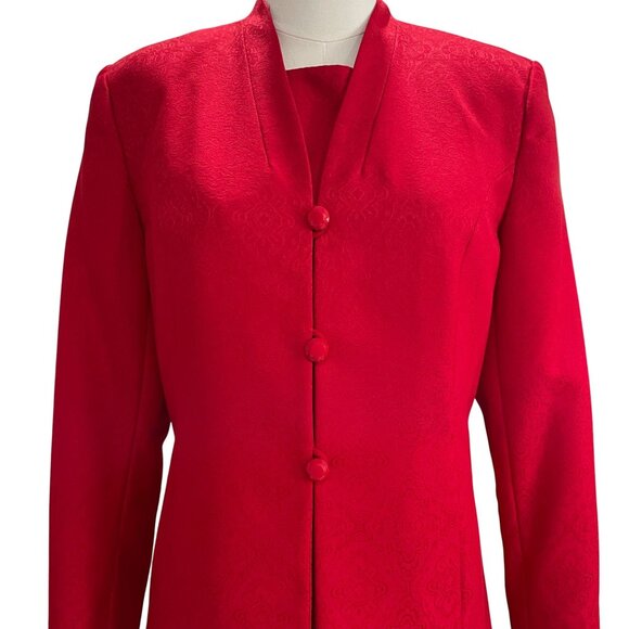 Laura Scott Red Dress Jacket Set Size 10 Business Career Modest Holiday Formal - Picture 11 of 11